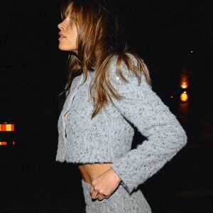 ZARA FAUX FUR BEADED JACKET